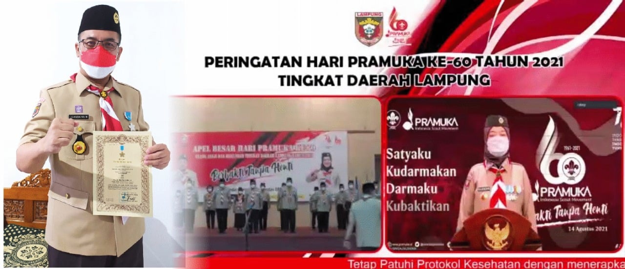 Kakanwil Kemenag Lampung Terima Penghargaan Satya Lencana Pancawarsa IV di HUT Pramuka ke-60