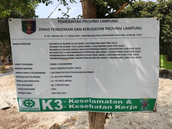 Pembangunan dan Rehab Sarpras SMAN 1 Kedondong DAK Rp2 M Bermasalah Diduga Jadi Ajang Korupsi Berjamaah 