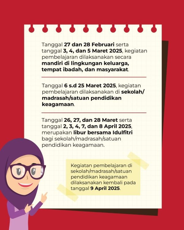Edaran Bersama 3 Menteri: Kedepankan Nilai Ketakwaan, Pembelajaran di Bulan Ramadan