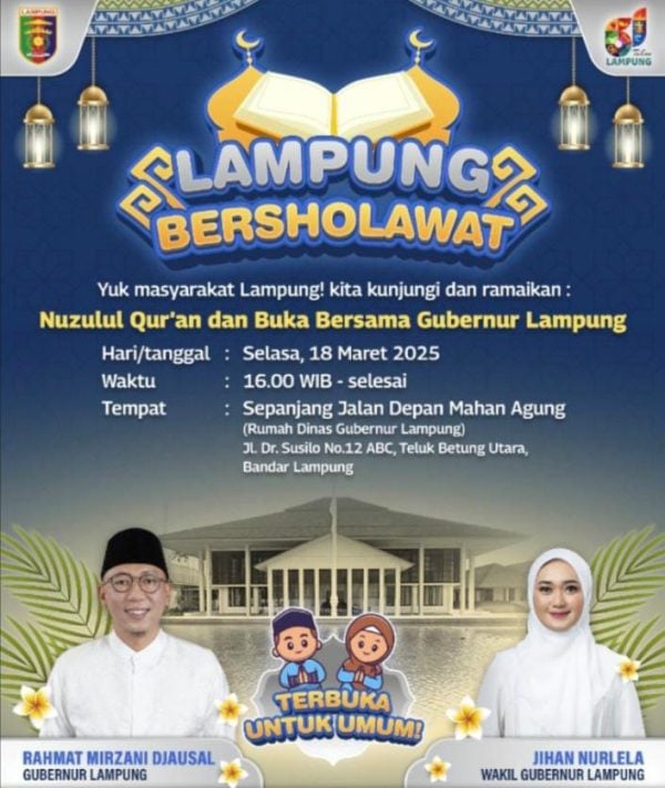 Gubernur Mirza Undang Masyarakat Peringati Nuzulul Quran dan Bukber di Mahan Agung 18 Maret Mendatang 